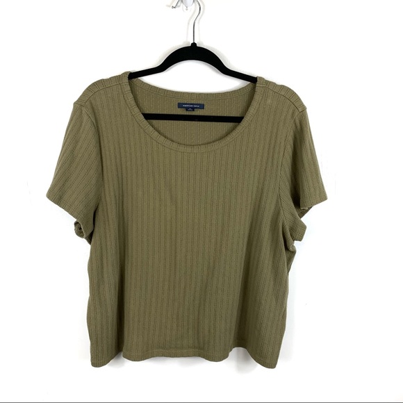 American Eagle Outfitters Tops - American Eagle Olive Green Ribbed Tee Size XXL